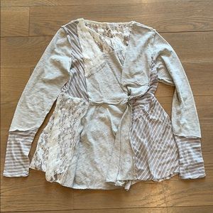 Mystree patchwork stripes, grey, lace top Medium